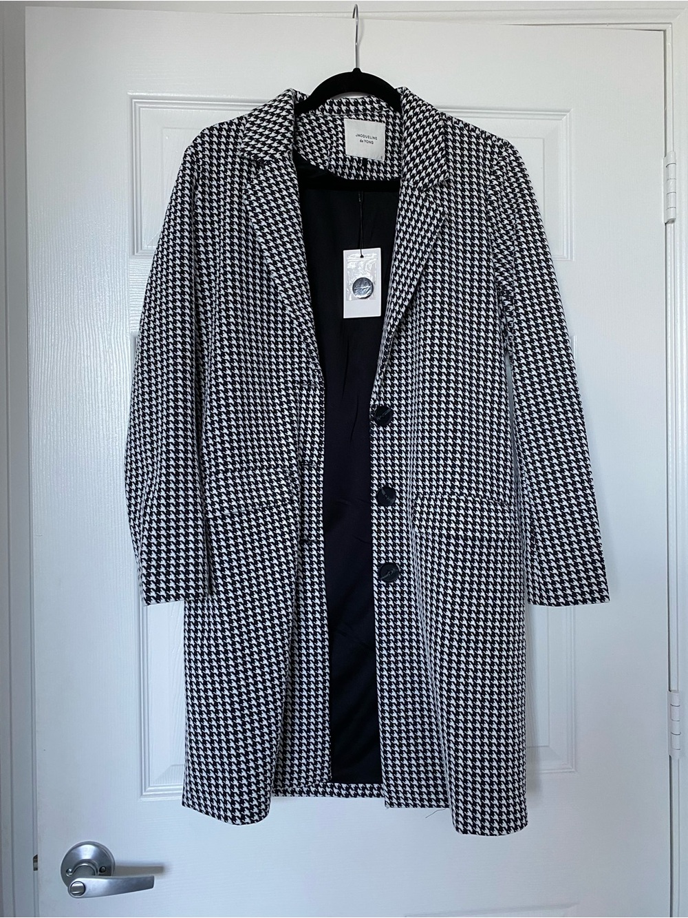 Houndstooth Longline Blazer - Black & White - Picture 3 of 6